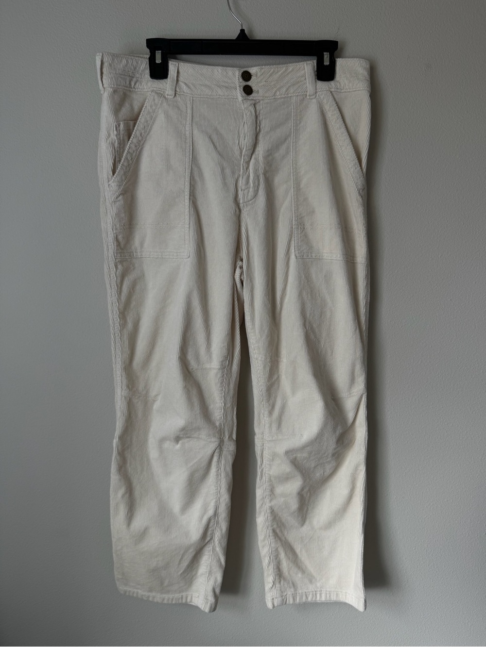 Pilcro Womens White Corduroy Utility Pants Size 32 Straight Leg Carpenter Anthro